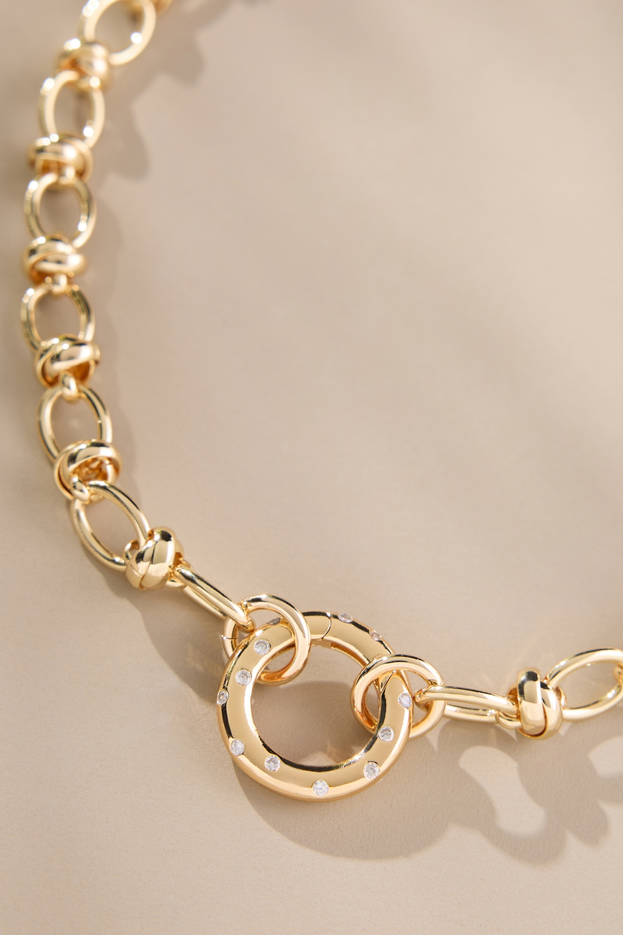 Pavé Circle Clasp Necklace
