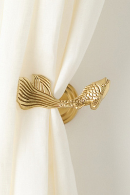Anthropologie Koi Fish Solid Brass Tieback In Gold