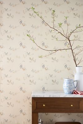 Spring Chickens Animals Floral Wallpaper