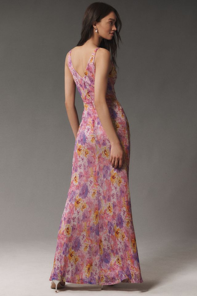 Dress The Population Jordan V-Neck Ruched Fitted Maxi Dress #2