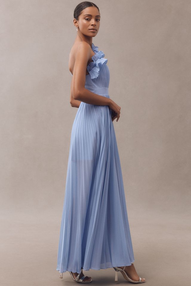 Dress The Population Vida One-Shoulder Pleated Chiffon Maxi Dress #3