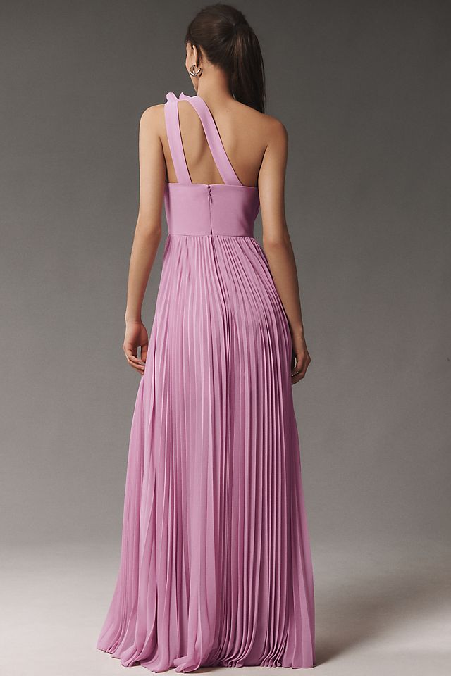 Dress The Population Vida One-Shoulder Pleated Chiffon Maxi Dress The Population Vida One-Shoulder Pleated Chiffon Maxi
