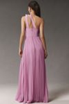 Dress The Population Vida One-Shoulder Pleated Chiffon Maxi Dress