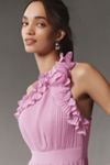 Dress The Population Vida One-Shoulder Pleated Chiffon Maxi Dress