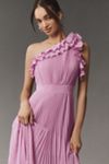 Dress The Population Vida One-Shoulder Pleated Chiffon Maxi Dress