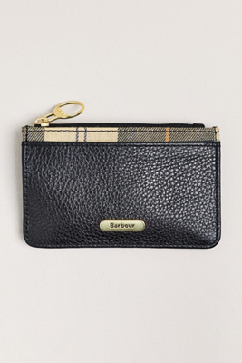 Barbour Alder Leather Card Holder In Black