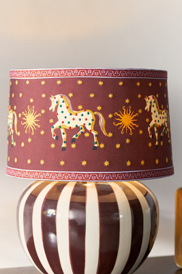 Printed Goods Horse 16" Drum Lamp Shade In Red