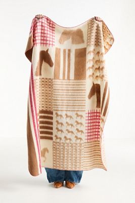 Saddle Wool Blend Throw Blanket