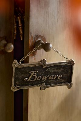 Beware Hanging Sign