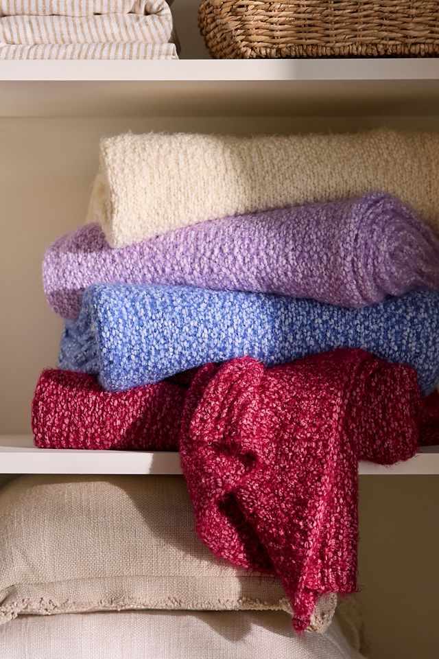 Eyelash Popcorn Knitted Throw