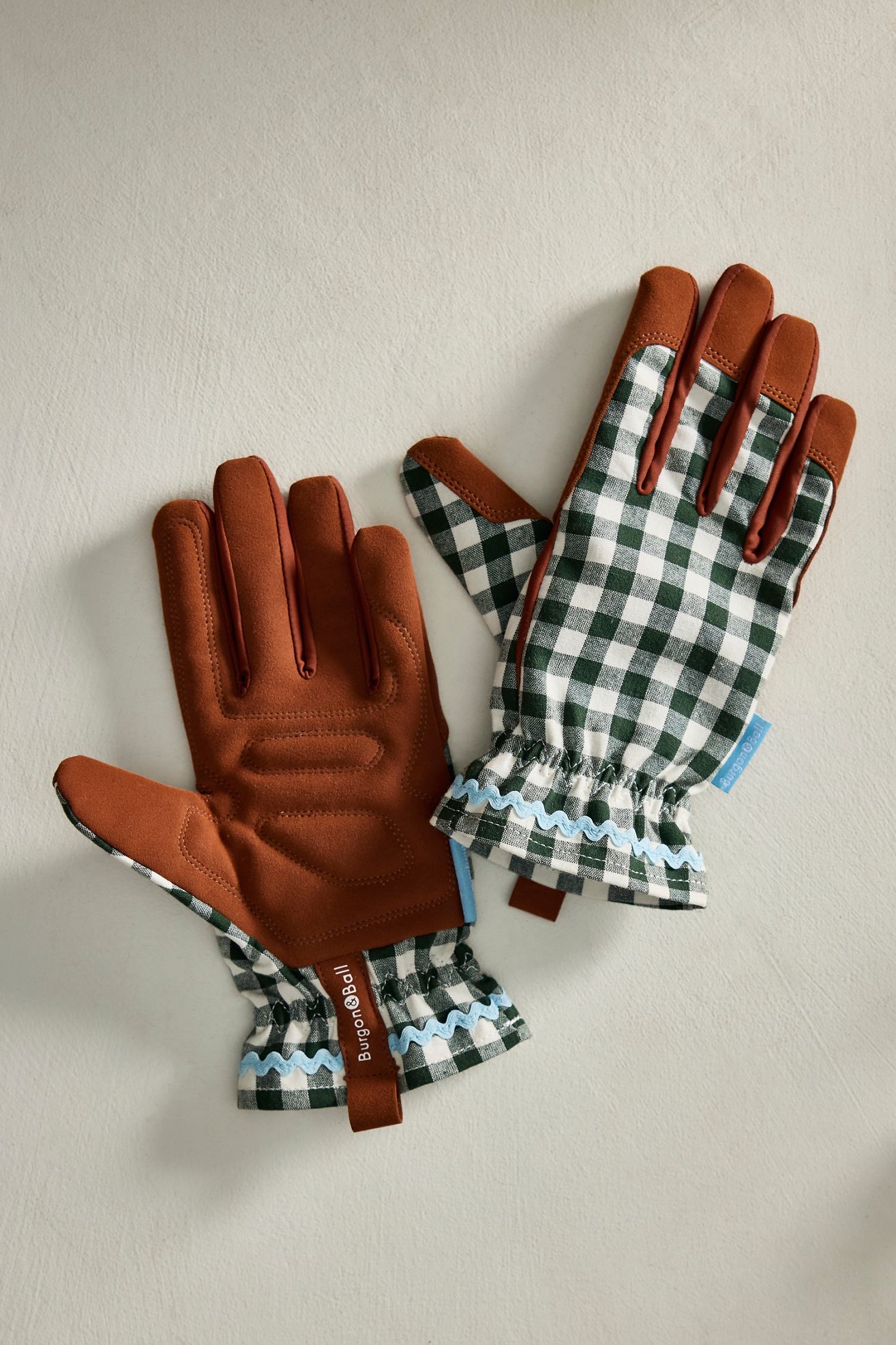 Burgon & Ball Gingham Garden Gloves - Green, One Size