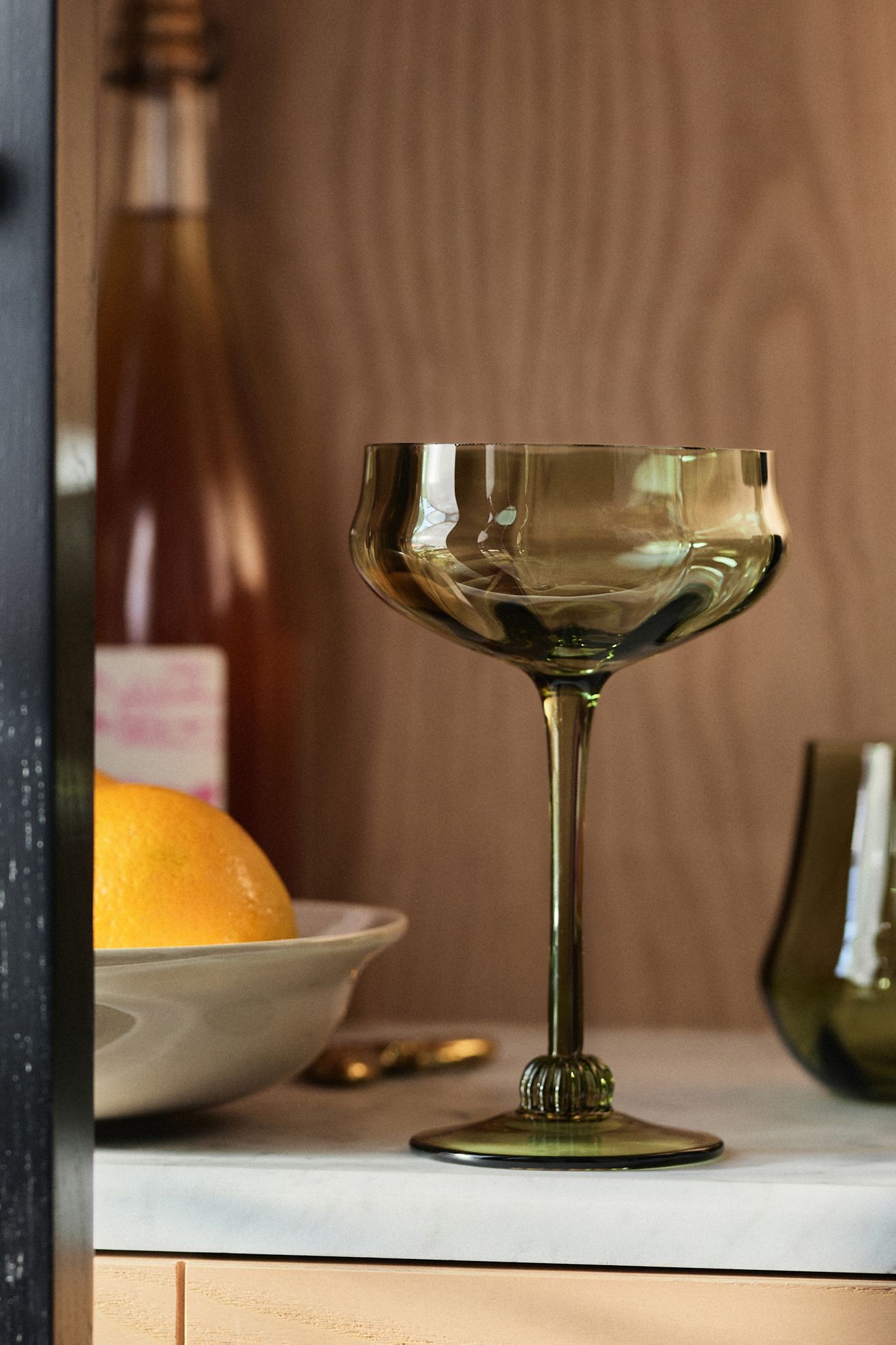 Cybelle Coupe Glasses, Set of 4 - Olive, Set Of 4