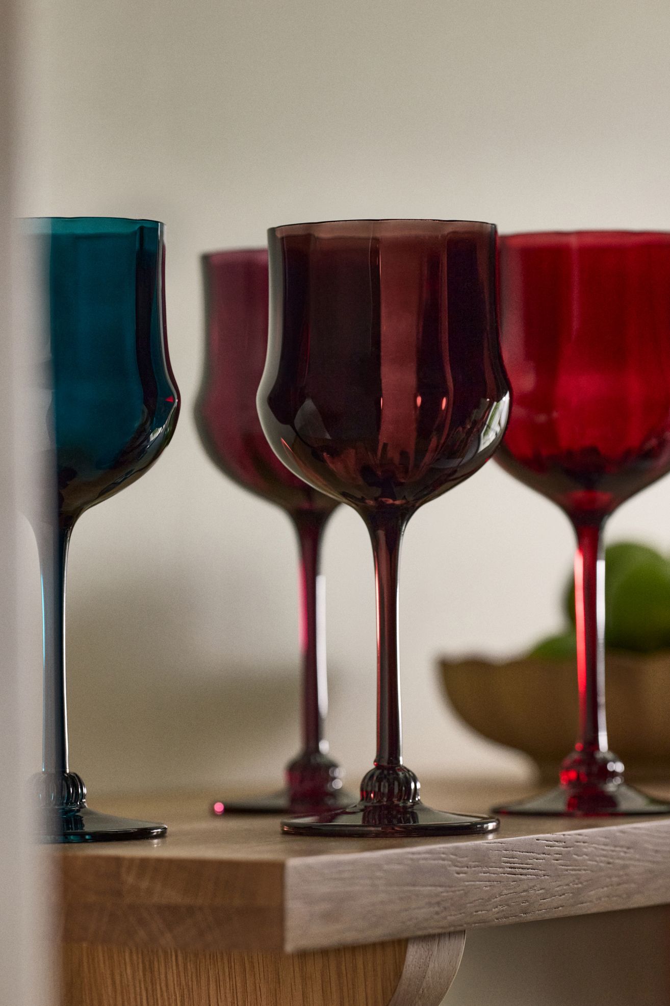 Cybelle Wine Glasses, Set of 4 - Jewel Tones, Set Of 4