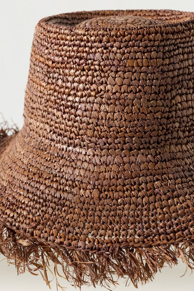 Wyeth Fringe Wide-Brim Straw Bucket Hat #2