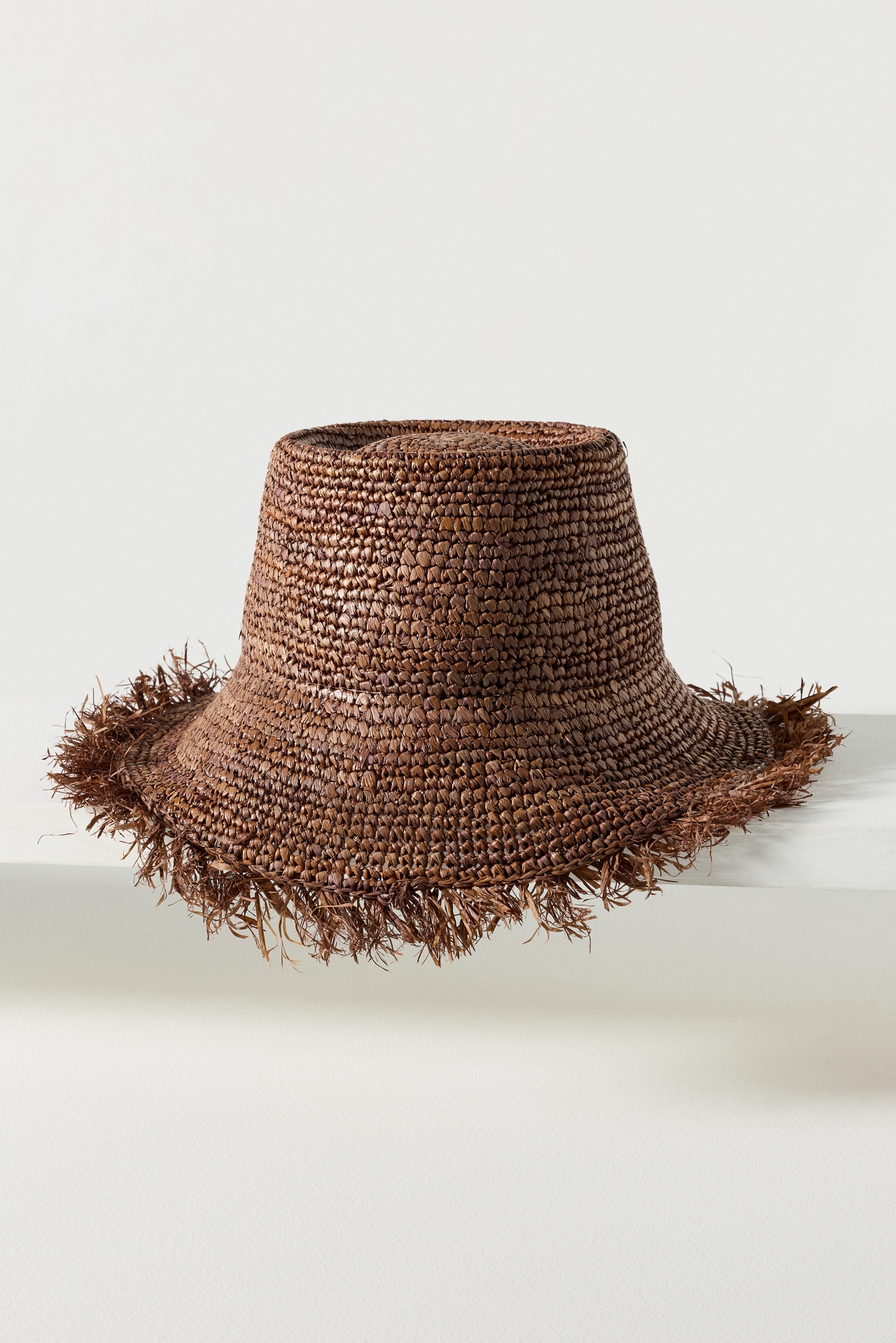 Wyeth Fringe Wide-Brim Straw Bucket Hat