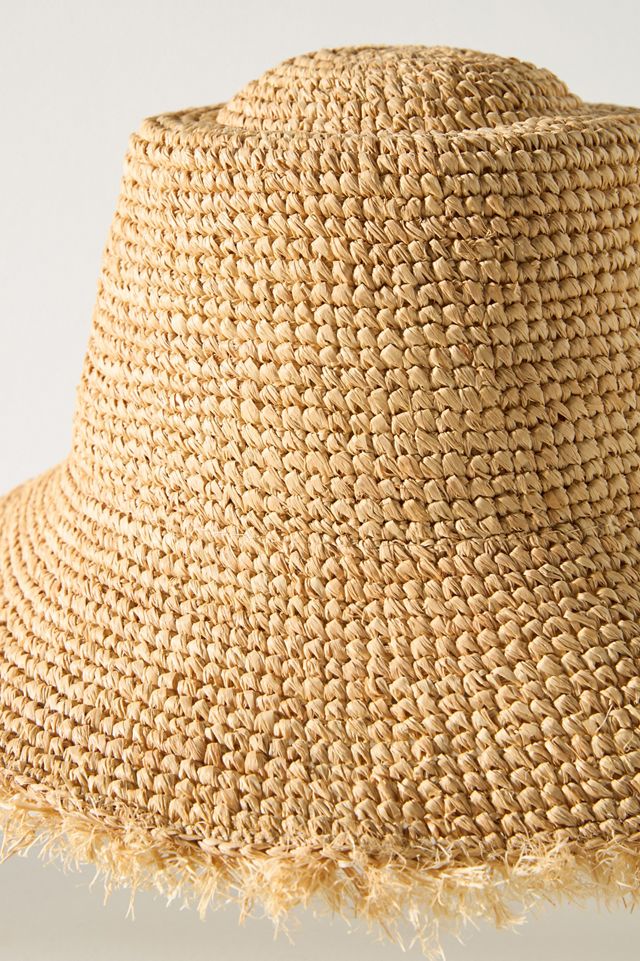 Wyeth Fringe Wide-Brim Straw Bucket Hat #4
