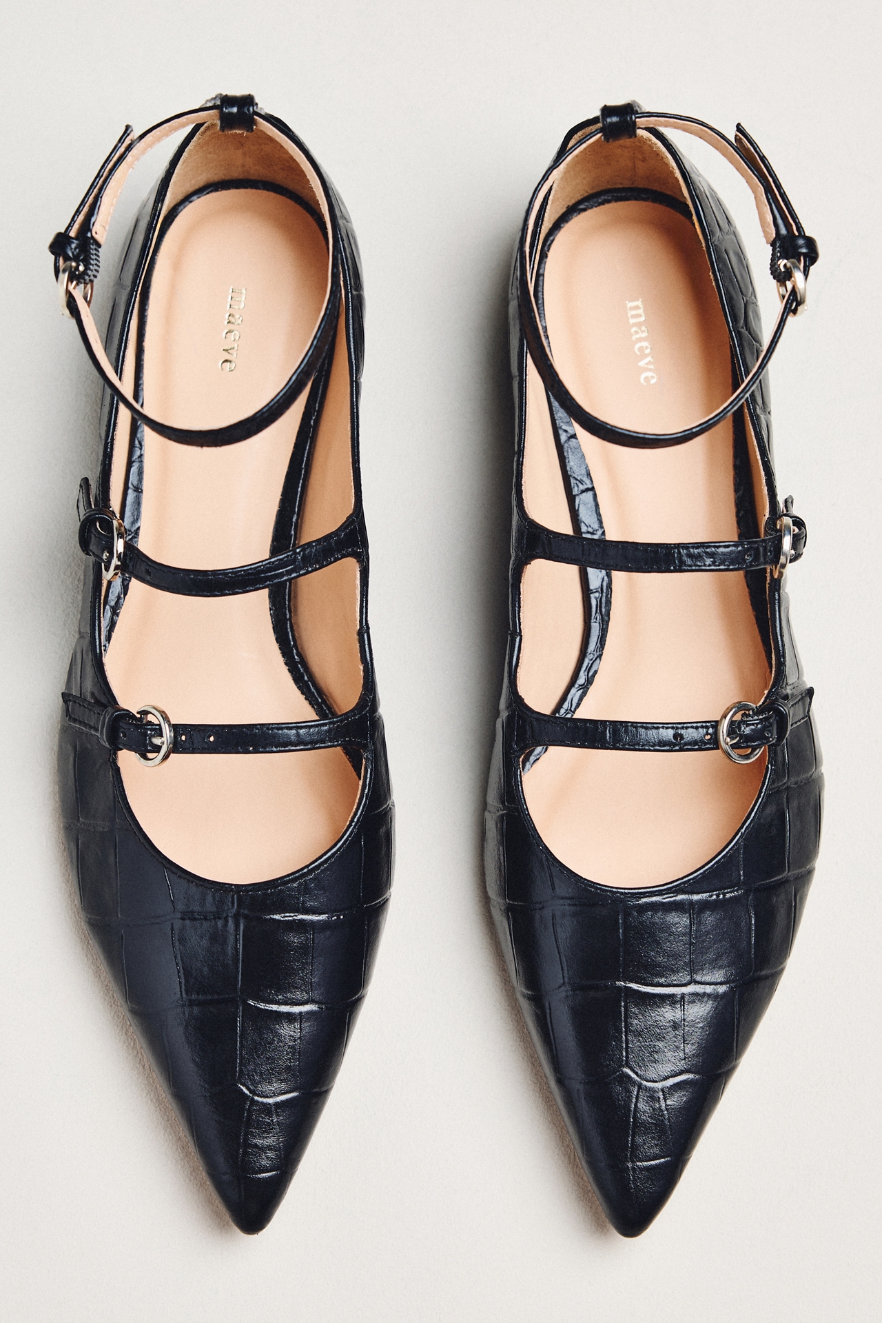 Maeve Triple-Strap Mary Jane Flats