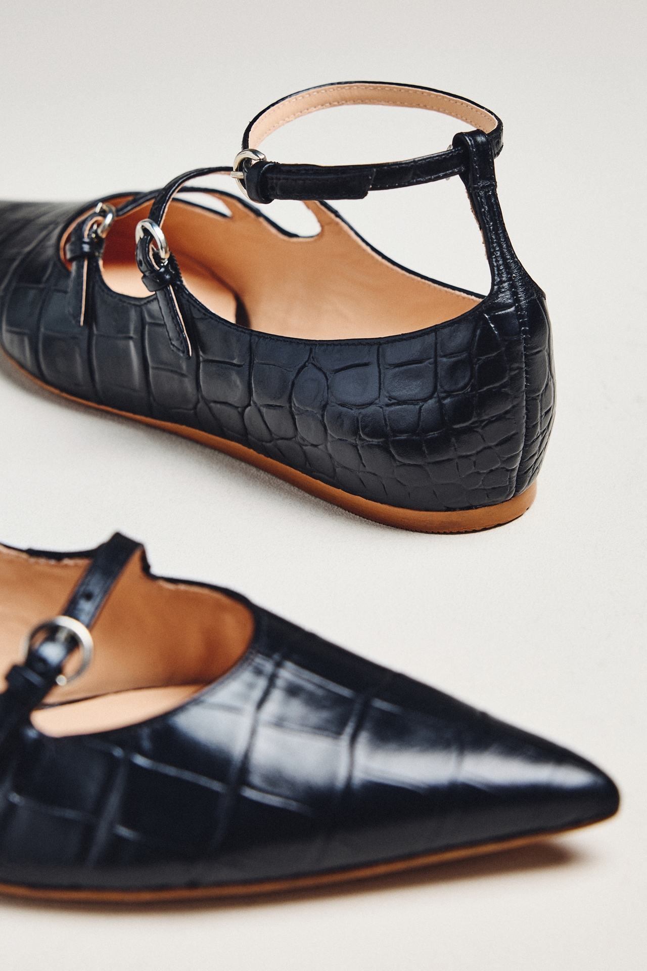 Maeve Triple-Strap Mary Jane Flats