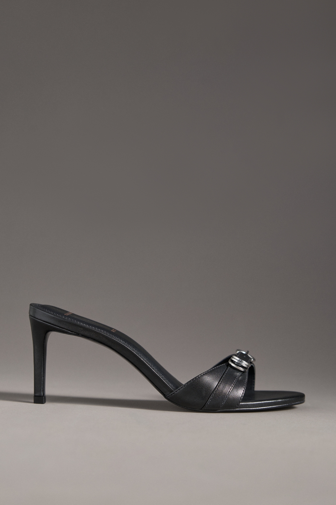 Black Suede Studio Joanna Leather Hardware High-Heel Slipper Mules