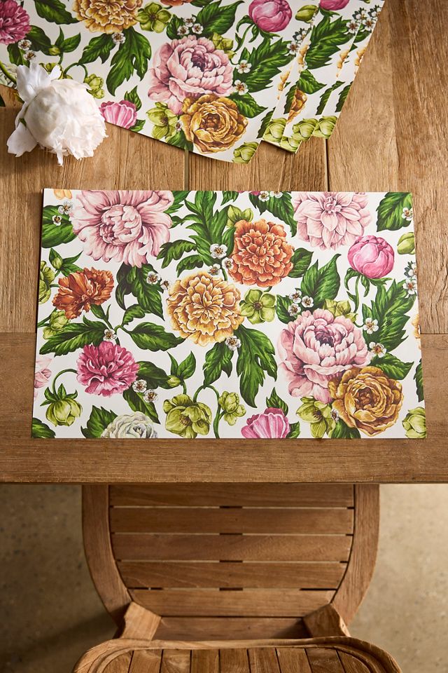 Pink Floral Paper Placemats, Set of 12 #1