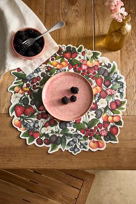 Berry Wreath Paper Placemats, Set of 12