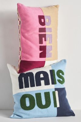 Avery Cotton Embroidered Colorblock Pillow