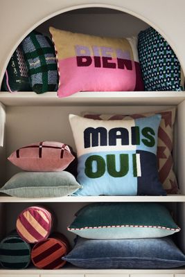 Avery Cotton Embroidered Colorblock Pillow