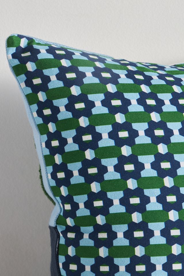 Avery Cotton Embroidered Colorblock Pillow #3