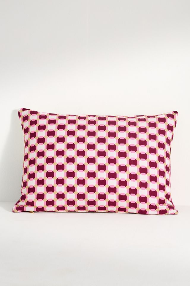 Avery Cotton Embroidered Colorblock Pillow