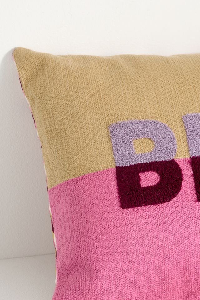 Avery Cotton Embroidered Colorblock Pillow