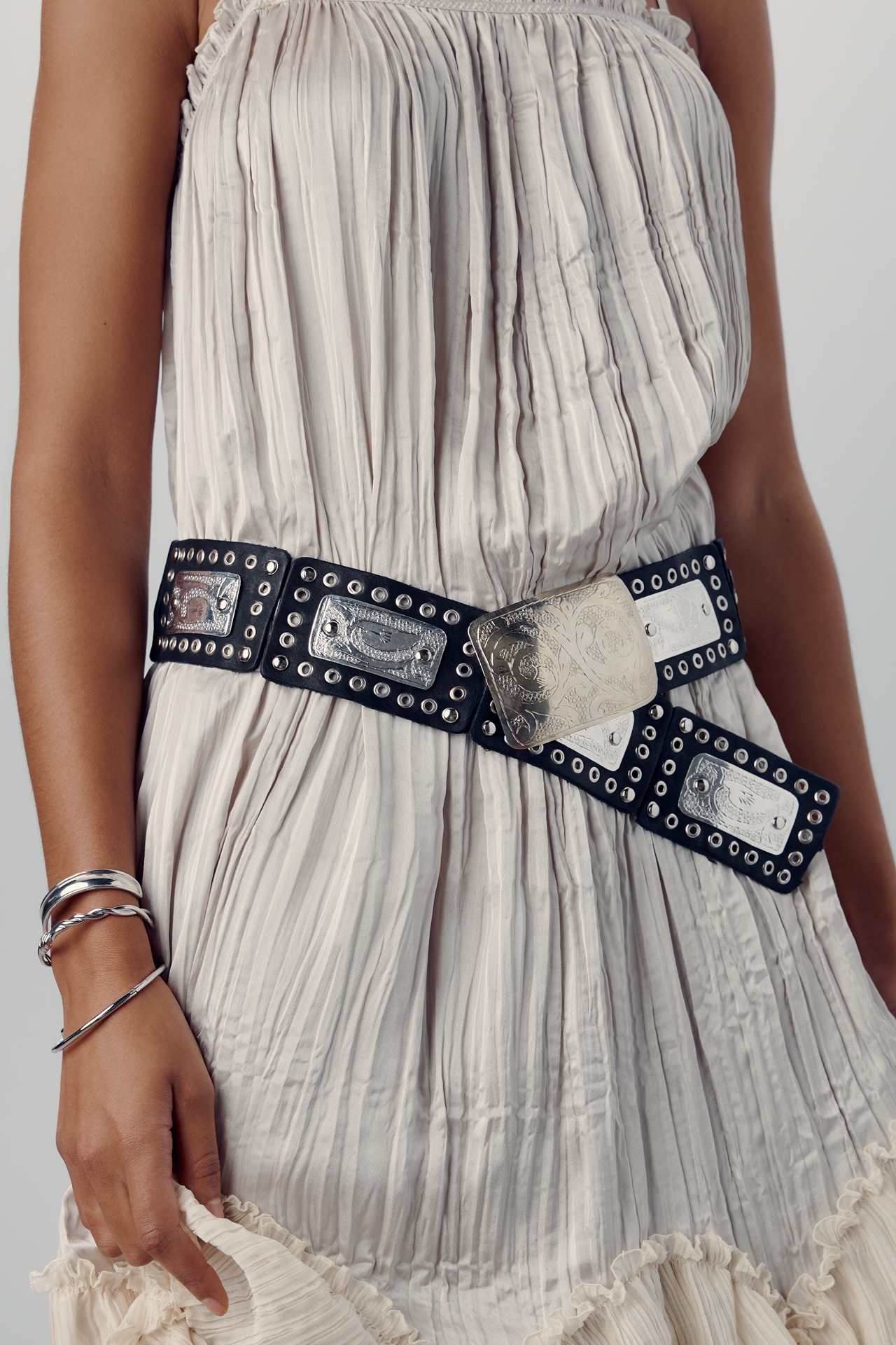 Z & L Western Square Studded Leather Belt