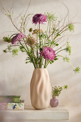 Terrain Matte Ribbed Wave Vase In Neutral