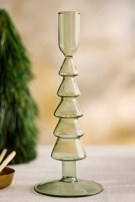 Terrain Christmas Tree Glass Taper Holder In Green