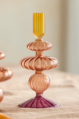 Terrain Ombre Bauble Borosilicate Glass Taper Holder In Multi