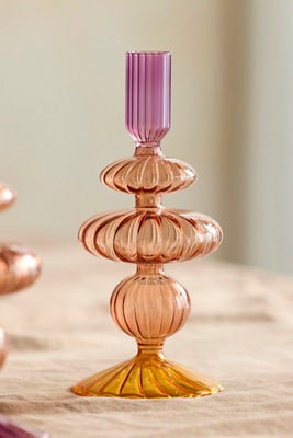 Terrain Ombre Bauble Borosilicate Glass Taper Holder In Multi