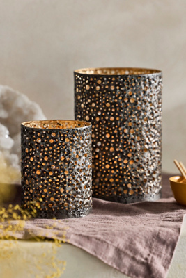 Terrain Perforated Iron Candle Holder In Multi