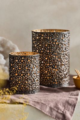 Perforated Iron Candle Holder