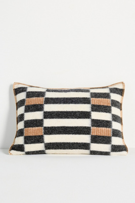 Anthropologie Ingrid Wool Geometric Pattern Pillow Cover In Black