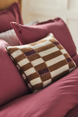 Anthropologie Ingrid Wool Geometric Pattern Pillow Cover In Brown