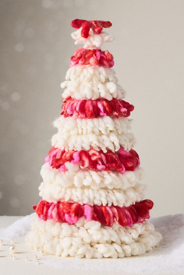 Anthropologie Knit Tabletop Tree In Red