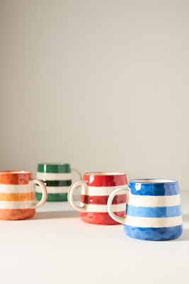 Anthropologie Go Sports! Handpainted Stoneware Mug In Multi