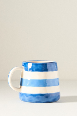 Anthropologie Go Sports! Handpainted Stoneware Mug