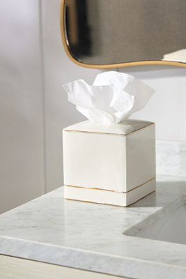 Kassatex St. Honore Porcelain Tissue Holder In White