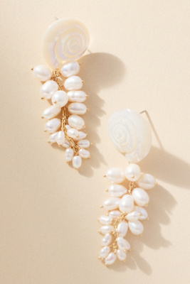 By Anthropologie Weddings Shell & Pearl Cluster Drop Earrings