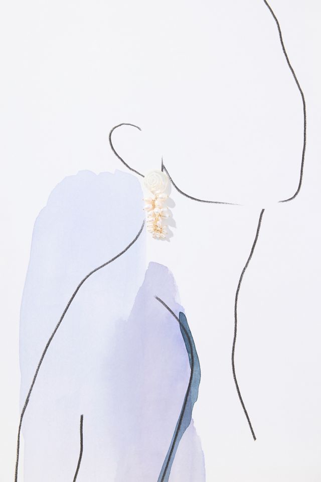 Shell & Pearl Cluster Drop Earrings #1