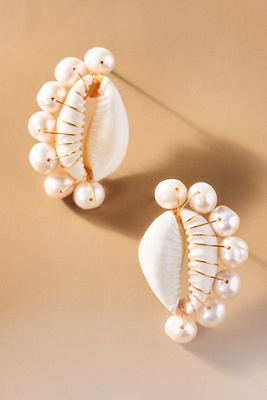 By Anthropologie Weddings Seashell & Pearl Post Earrings