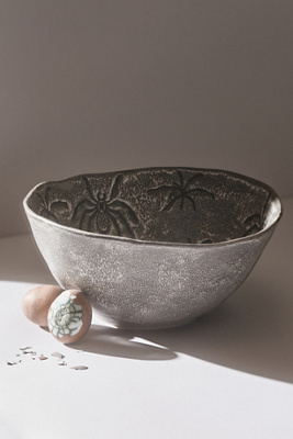 Anthropologie Creepy Crawler Ceramic Bowl In Gray