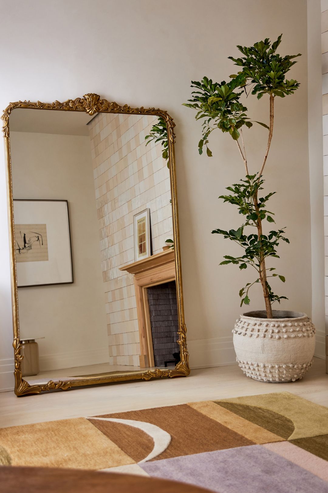 The Vintage Mila Floor Mirror - Gold, One Size