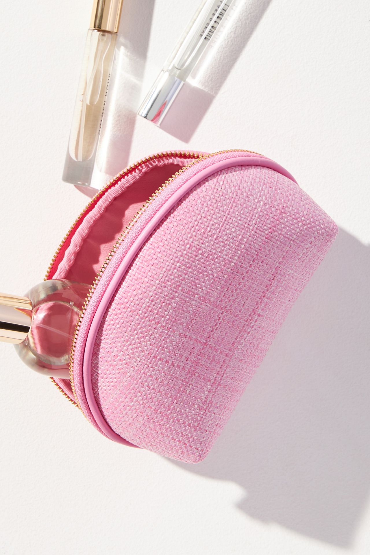 Shiraleah Pink Half Moon Cosmetic Bag