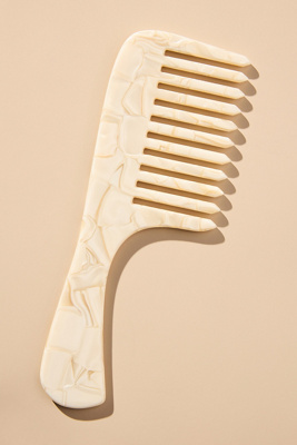 Solar Eclipse Wide-tooth Handle Acetate Hair Comb In Beige